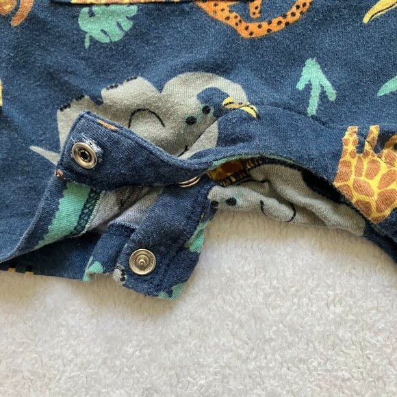 Old Navy Baby Romper 0-3M | Navy Jungle Animal Print One-Piece | GUC - Picture 10 of 16